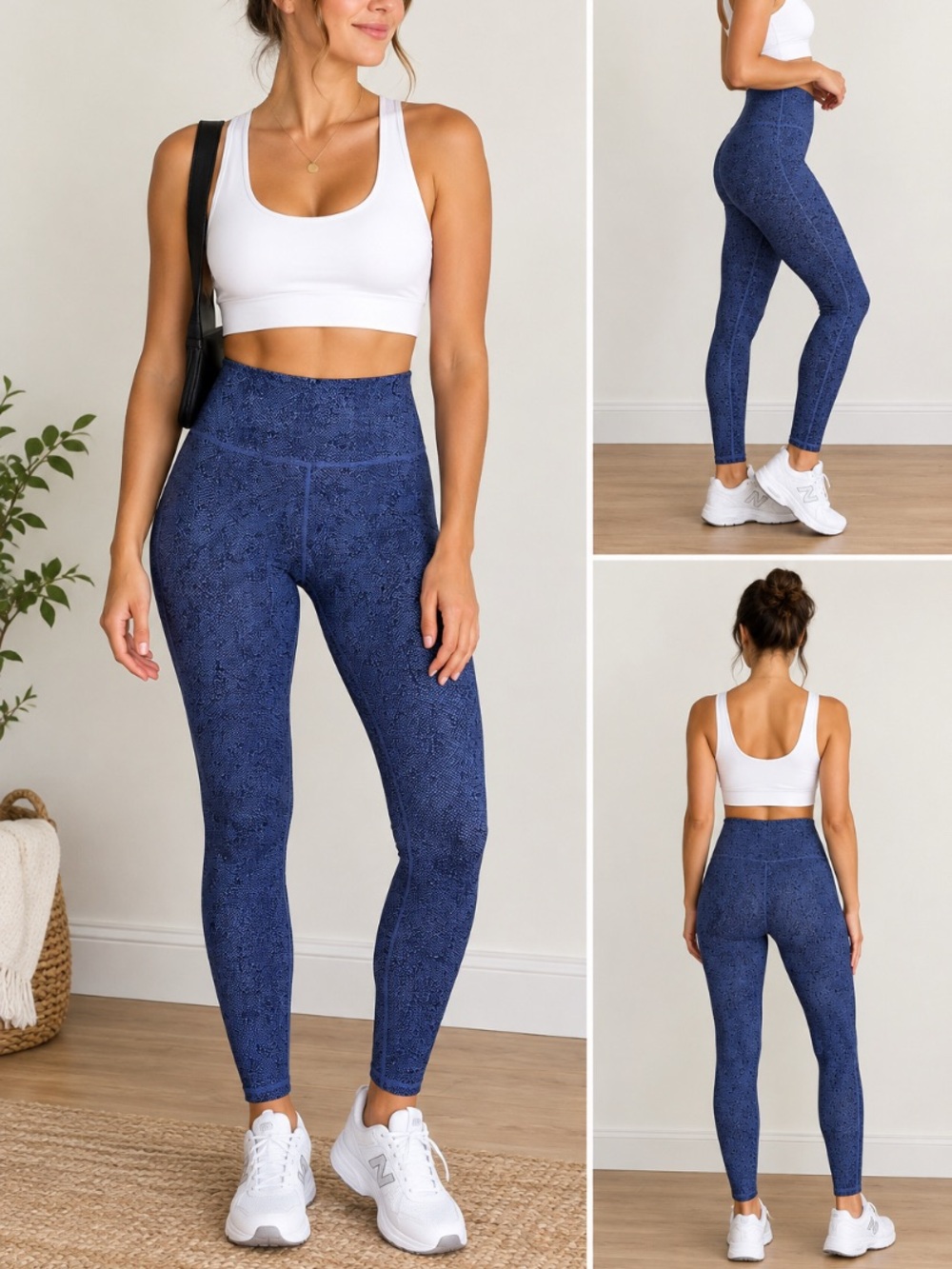 Zyia Active Snake Print High Rise skinny leggings in blue and black size 8-10